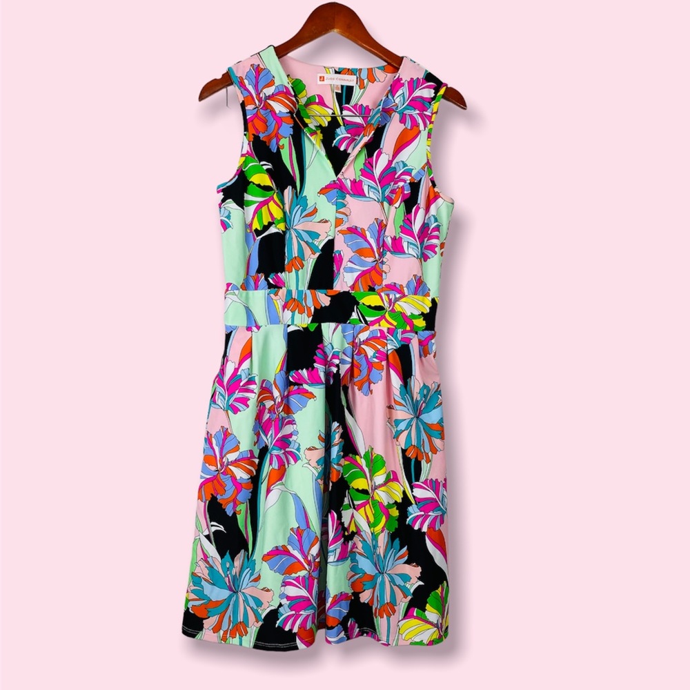 JUDE CONNALLY Multicolor Floral Shift Dress Size Medium